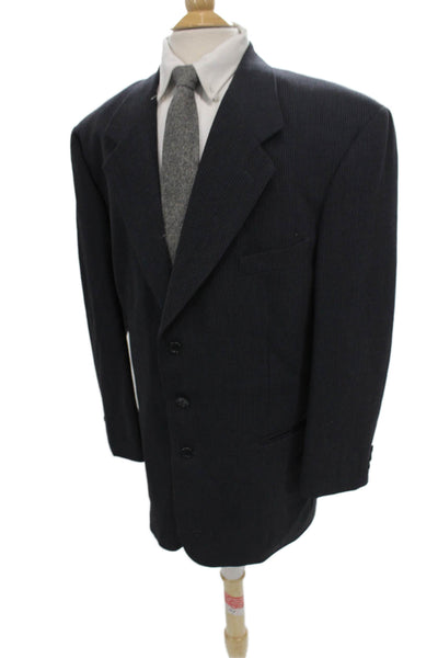 Zanetti Mens Striped Wool Blazer Gray Button Size 56