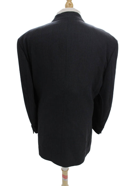 Zanetti Mens Striped Wool Blazer Gray Button Size 56