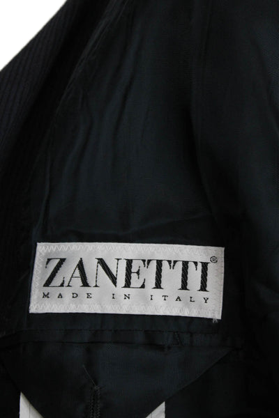 Zanetti Mens Striped Wool Blazer Gray Button Size 56