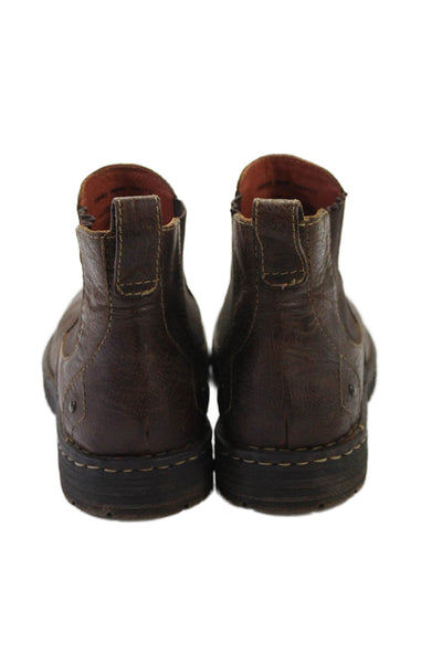 Born Mens Leather Stretch Inset Pull On Ankle Boots Brown Size 10