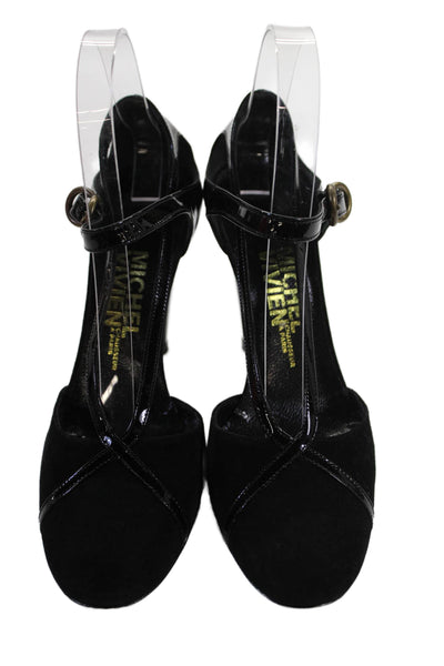 Michel Vivien Womens Patent Leather Front Buckle Pumps Black Size 36.5 6.5