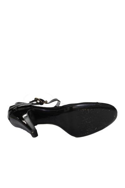 Michel Vivien Womens Patent Leather Front Buckle Pumps Black Size 36.5 6.5