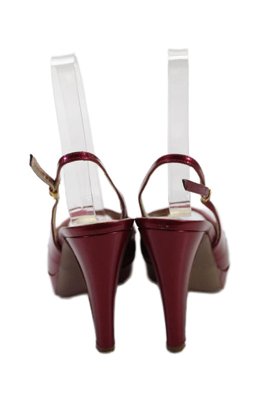 Claudia Ciuti Womens Slingbacks Pumps Strawberry Pearl Red Size 6.5 Medium