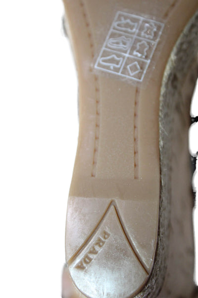 Prada Sport Womens Leather Cork Wedge Slingbacks Sandals Black Size 36 6