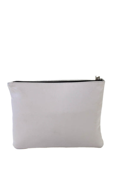 Joanna Maxham Womens Leather Zipper Closure Wristlet Handbag White