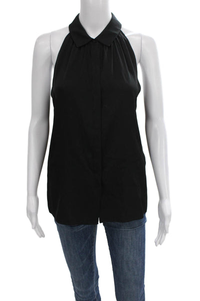Kobi Halperin Women Silk Collared Sleeveless Basic Blouse Black Size M