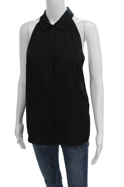 Kobi Halperin Women Silk Collared Sleeveless Basic Blouse Black Size M