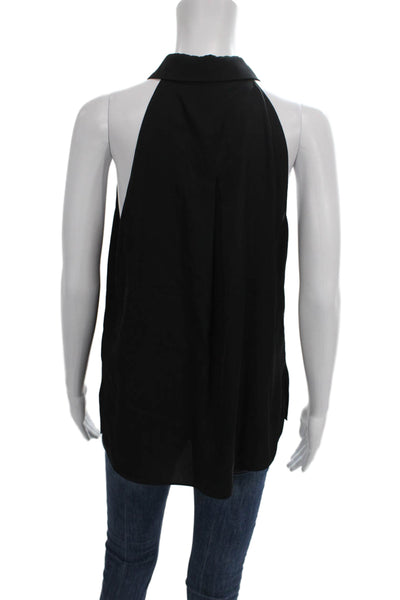 Kobi Halperin Women Silk Collared Sleeveless Basic Blouse Black Size M