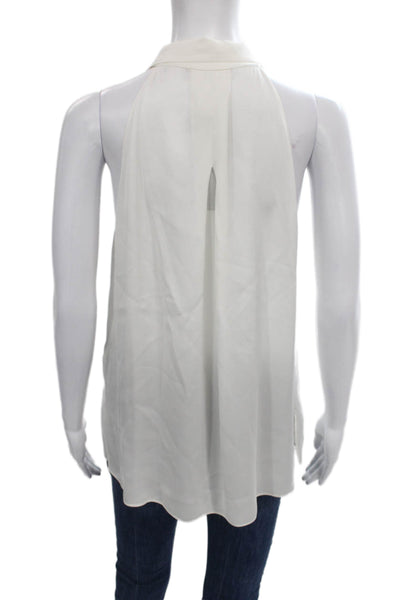 Kobi Halperin Women White Silk Halter Sleeveless Button Blouse Size M