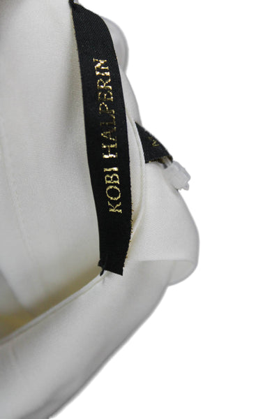 Kobi Halperin Women White Silk Halter Sleeveless Button Blouse Size M