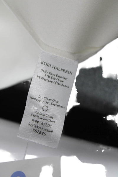 Kobi Halperin Women White Silk Halter Sleeveless Button Blouse Size M