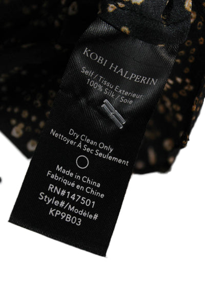 Kobi Halperin Women Silk Polka Dot Tunic Blouse V-Neck Sleeveless Black Size M