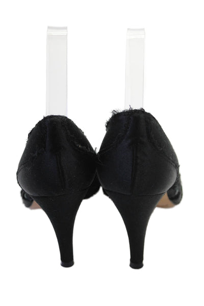 Pedro Garcia Womens Silk Rhinestoned Heels Black Size 8.5