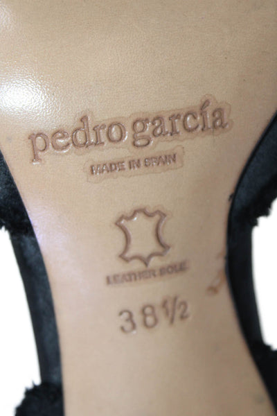 Pedro Garcia Womens Silk Rhinestoned Heels Black Size 8.5