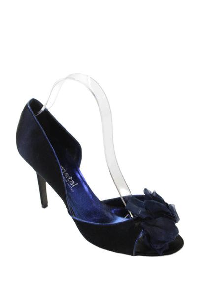 Gunmetal Womens D'Orsay Floral Accent Heels Black Size 8