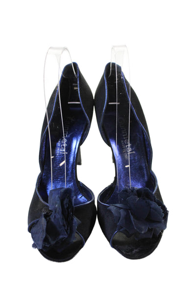 Gunmetal Womens D'Orsay Floral Accent Heels Black Size 8