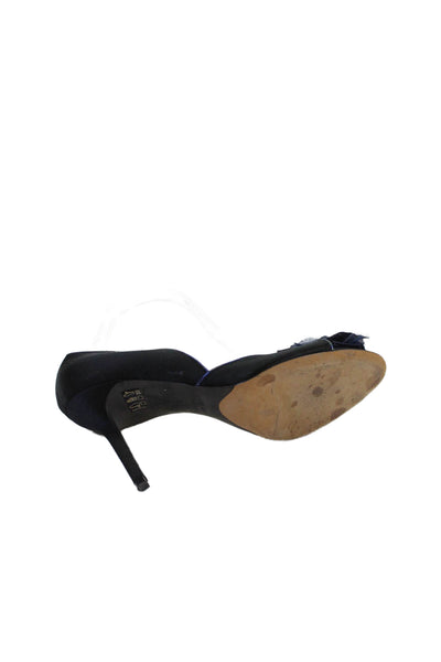 Gunmetal Womens D'Orsay Floral Accent Heels Black Size 8