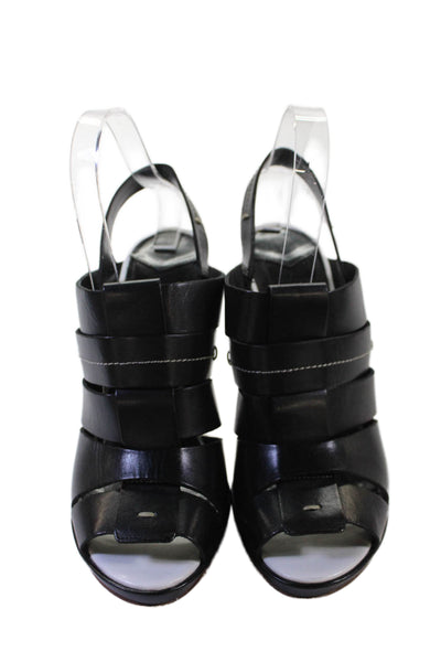 10 Crosby Derek Lam Womens Leather Open Toe Heels Black Size 8