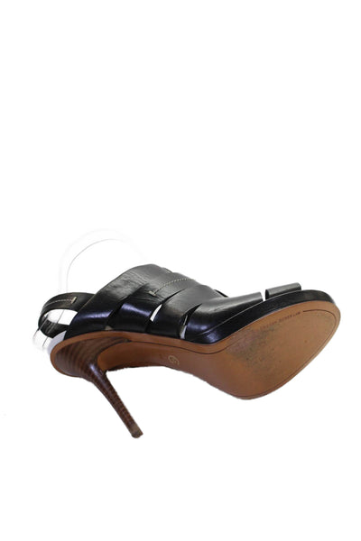 10 Crosby Derek Lam Womens Leather Open Toe Heels Black Size 8