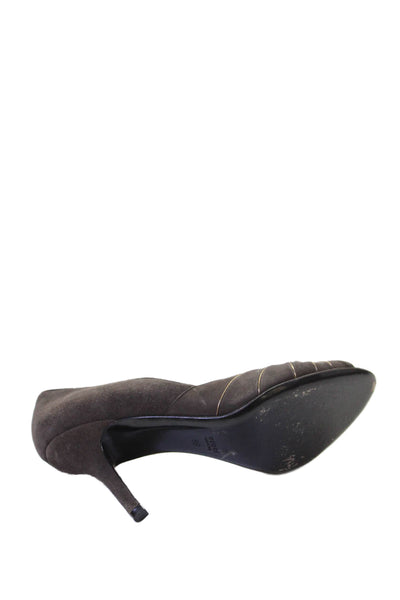 Gucci Womens Suede Knotted Detail Heels Gray Size 8