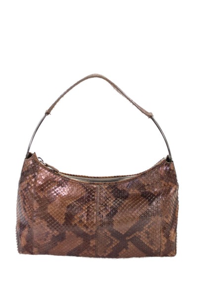 Tods Womens Snakeskin Metallic Shoulder Bag Brown