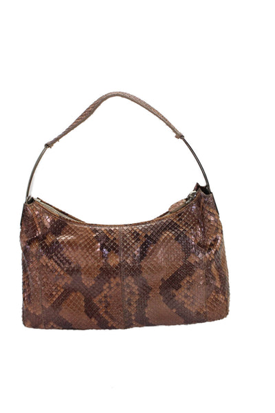 Tods Womens Snakeskin Metallic Shoulder Bag Brown