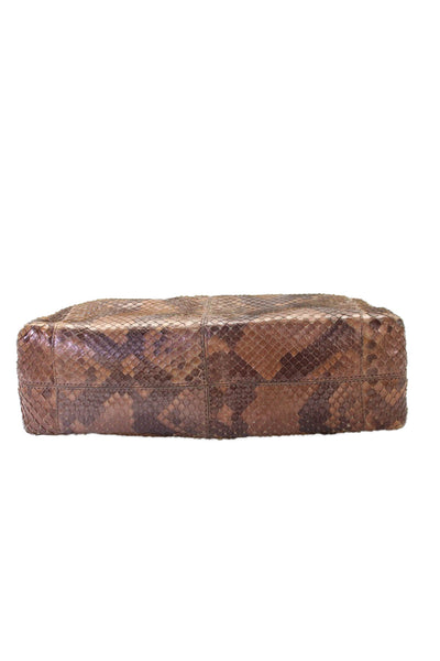 Tods Womens Snakeskin Metallic Shoulder Bag Brown