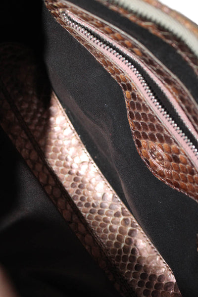 Tods Womens Snakeskin Metallic Shoulder Bag Brown