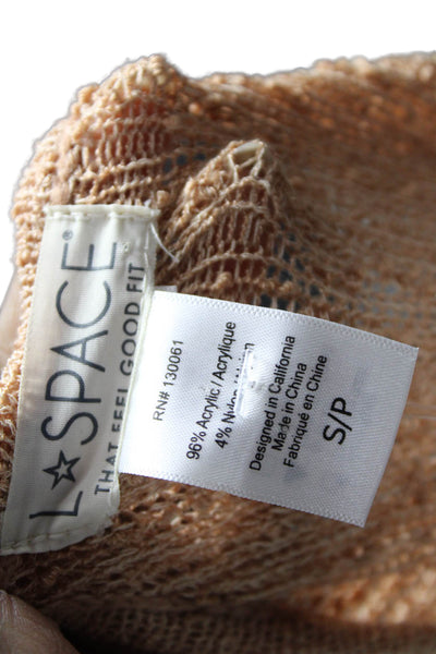 L Space Women Maxi Dress Beige Scoop Neck Short Sleeve Petite Size S