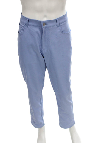 Peter Millar Mens Chino Pants Blue Button Solid Recycled Polyester Size 36