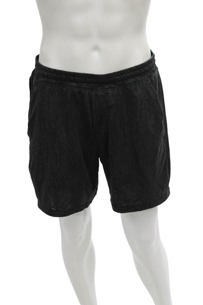 Lululemon Mens Athletic Black Polyester Geometric Drawstring Shorts Size S