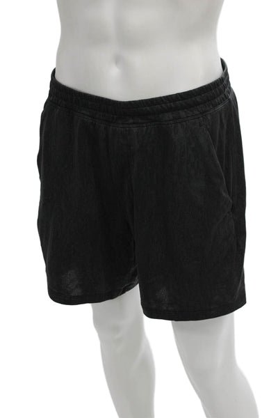 Lululemon Mens Athletic Black Polyester Geometric Drawstring Shorts Size S