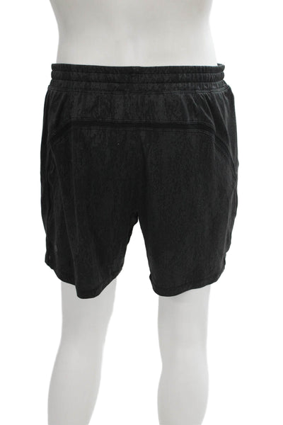 Lululemon Mens Athletic Black Polyester Geometric Drawstring Shorts Size S