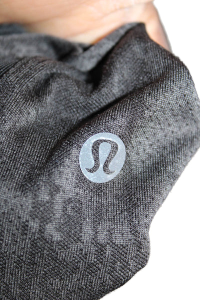 Lululemon Mens Athletic Black Polyester Geometric Drawstring Shorts Size S