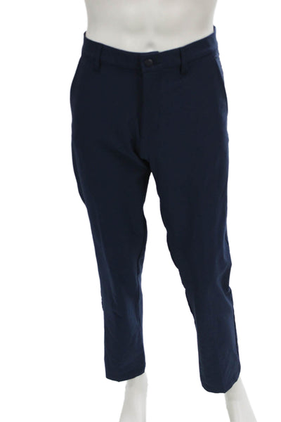 Adidas Mens Blue Button Pants 90% Polyester Solid Fall Size 32