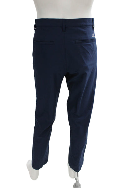 Adidas Mens Blue Button Pants 90% Polyester Solid Fall Size 32