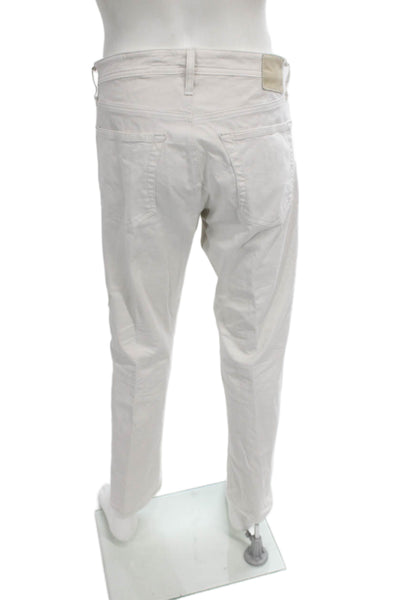 AG Mens Straight Leg Jeans Ivory Cotton Button Fly Size 36