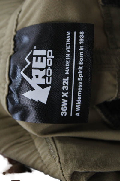 Rei Co Op Mens Cargo Pants Beige Button Inseam 30 Size 36