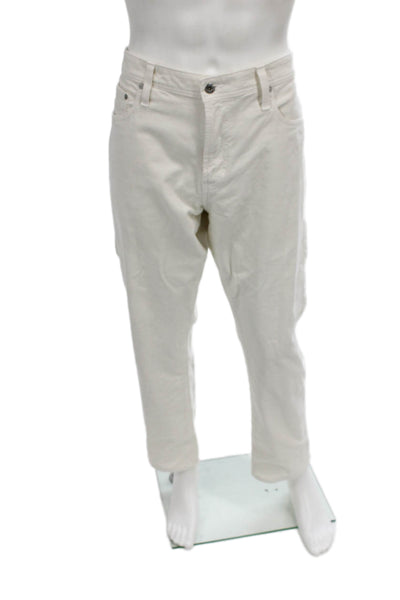 AG Mens Chino Pants Ivory Button 31 Inseam 98% Cotton Size 36