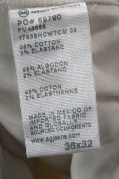 AG Mens Chino Pants Ivory Button 31 Inseam 98% Cotton Size 36