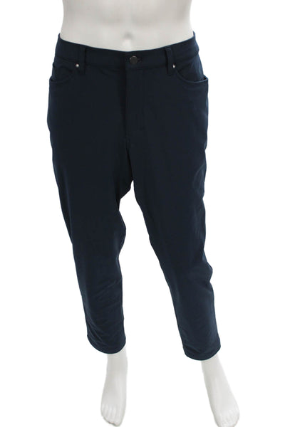 Lululemon Mens Blue Solid Polyester Pants Button Inseam 30 Size 36