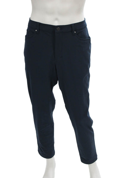 Lululemon Mens Blue Solid Polyester Pants Button Inseam 30 Size 36