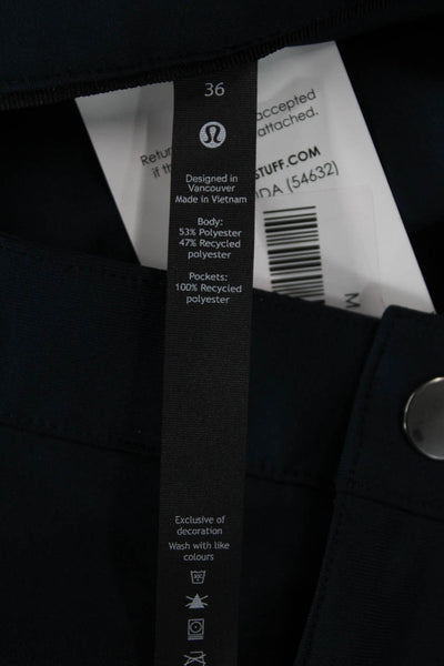 Lululemon Mens Blue Solid Polyester Pants Button Inseam 30 Size 36