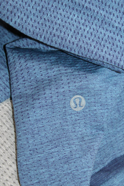 Lululemon Mens Basic Geometric Blue Nylon Crew Neck Short Sleeve T-Shirt Size M