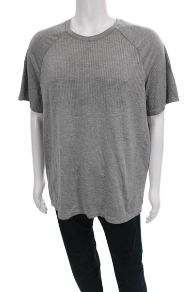Lululemon Mens Basic T-Shirt Gray Crew Neck Short Sleeve Nylon Size L