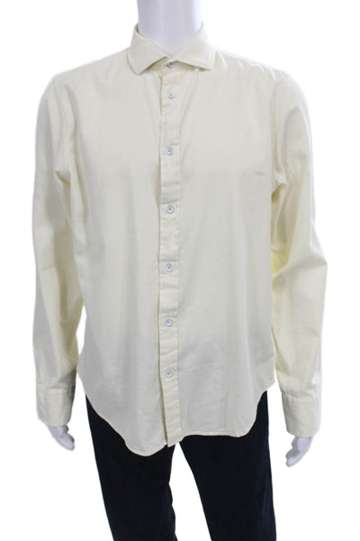 Rag & Bone Mens Cotton Long Sleeve Button Up Shirt Cream Size L