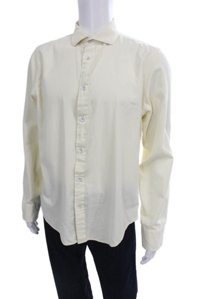 Rag & Bone Mens Cotton Long Sleeve Button Up Shirt Cream Size L