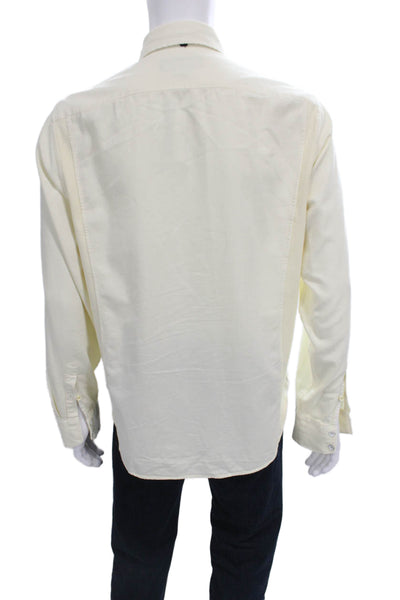 Rag & Bone Mens Cotton Long Sleeve Button Up Shirt Cream Size L