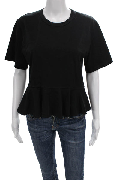 A.L.C. Womens Basic Short Sleeve Crew Neck Black T-Shirt Size M