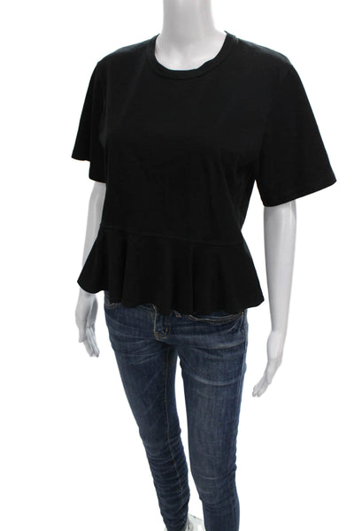 A.L.C. Womens Basic Short Sleeve Crew Neck Black T-Shirt Size M